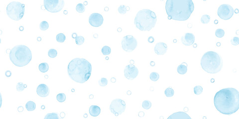 Vector Watercolor Rounds Pattern. Graphic Circles Wallpaper. Childish Hand Paint Spots Repeat. Blue Seamless Watercolor Rounds Pattern. Ink Polka Doodle. Children Watercolor Rounds Pattern.