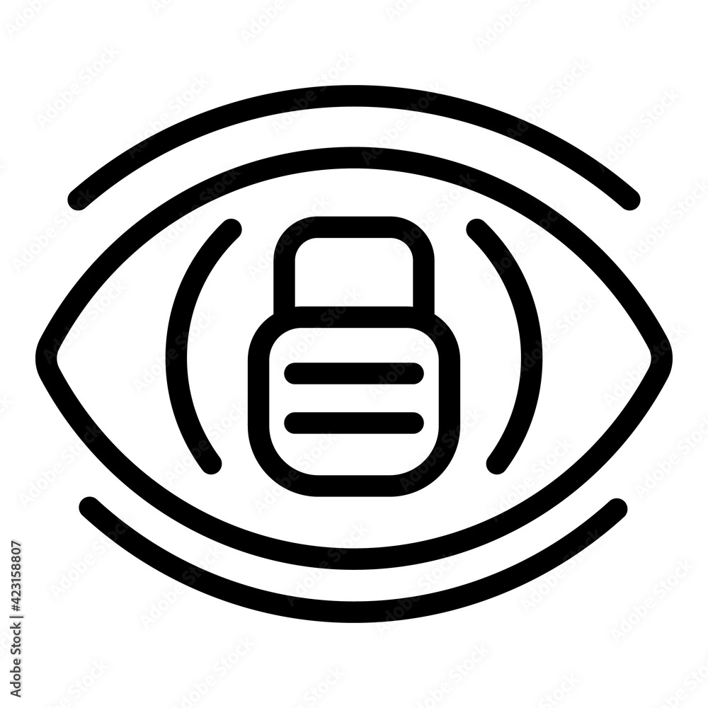 Poster eye lock icon. outline eye lock vector icon for web design isolated on white background