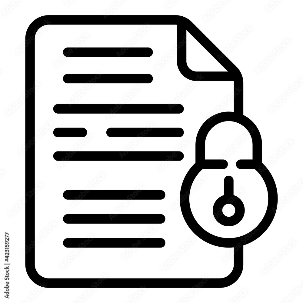 Poster locked document icon. outline locked document vector icon for web design isolated on white backgroun