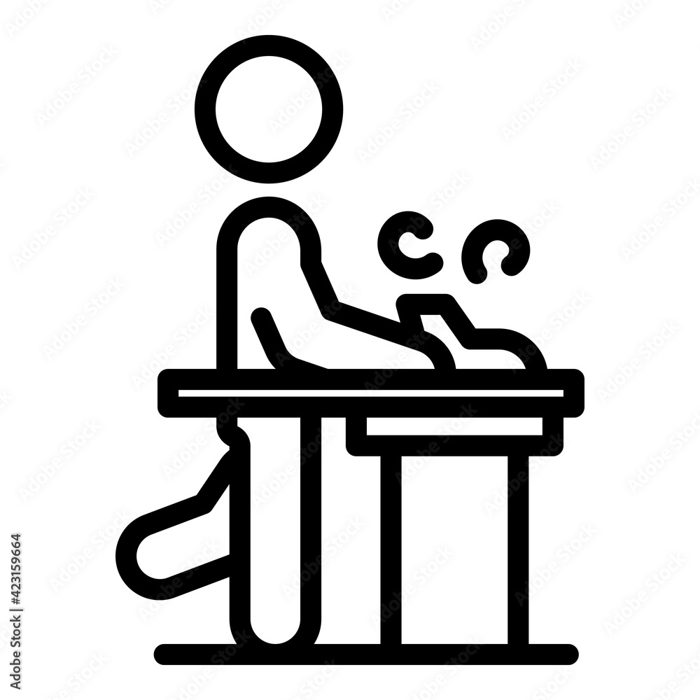 Poster ergonomic workstation icon. outline ergonomic workstation vector icon for web design isolated on whi