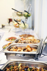 Snacks on served banquet table