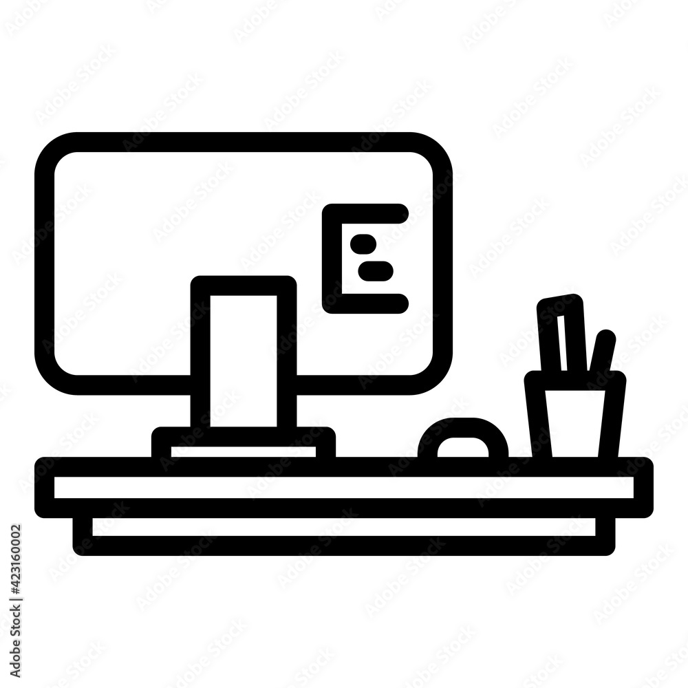 Poster ergonomic computer icon. outline ergonomic computer vector icon for web design isolated on white bac