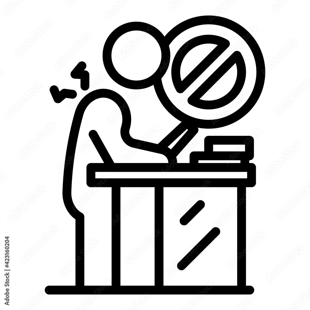 Poster wrong working position icon. outline wrong working position vector icon for web design isolated on w