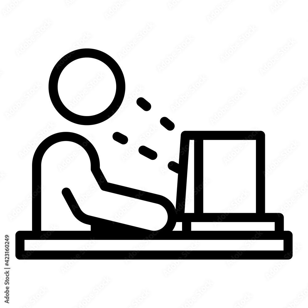 Poster working computer icon. outline working computer vector icon for web design isolated on white backgro