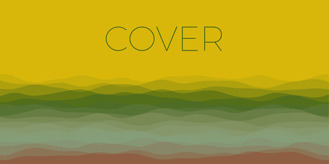 Abstract waves cover. Horizontal background with curves in red green colors. Charming vector illustration.