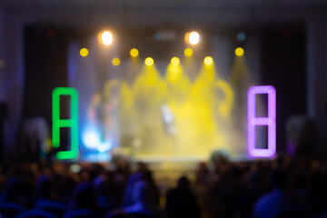 Obraz na płótnie Canvas Texture blur and defocus, background for design. Stage light at a concert show.