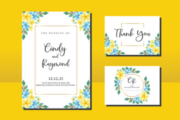 Wedding invitation frame set, floral watercolor hand drawn Peony and Magnolia Flower design Invitation Card Template