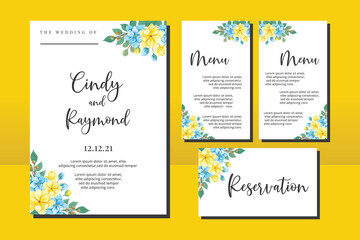 Wedding invitation frame set, floral watercolor hand drawn Peony and Magnolia Flower design Invitation Card Template