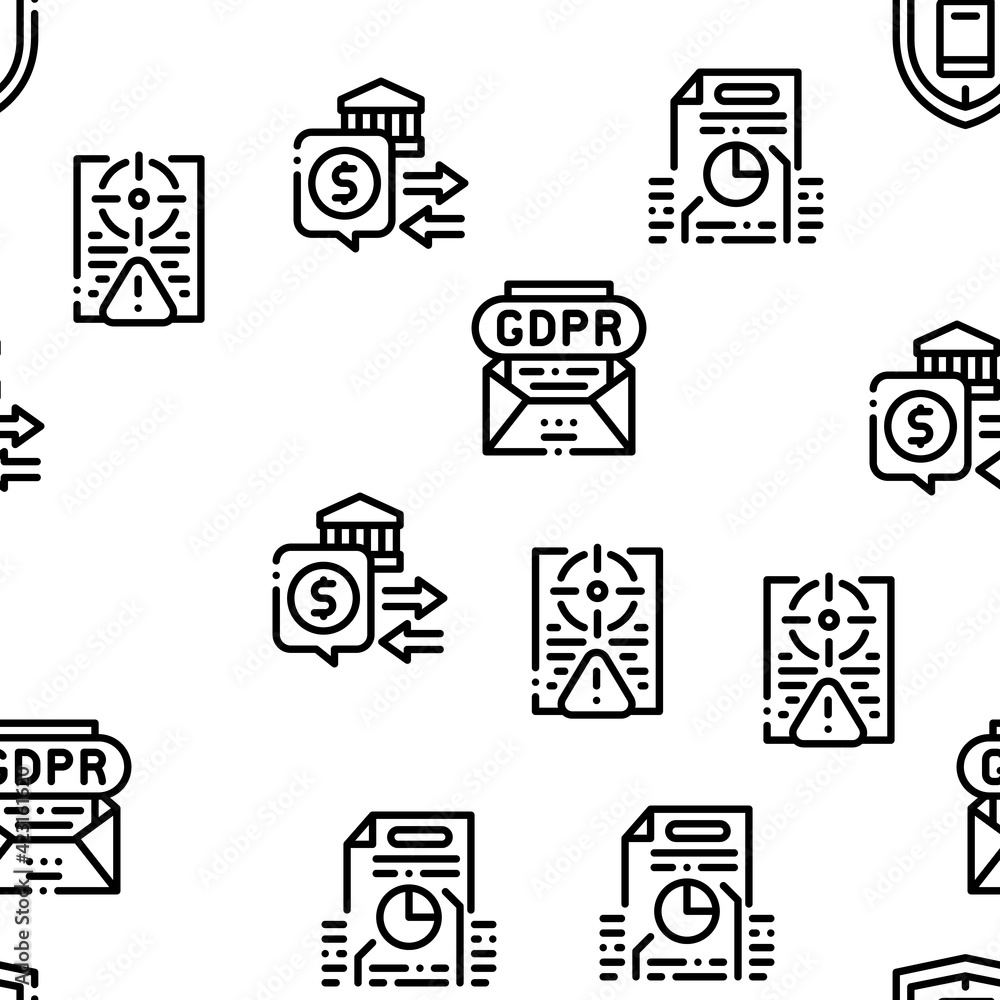 Poster policies data process seamless pattern vector