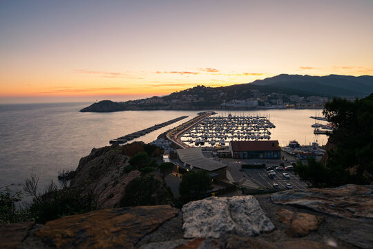 Port, village view in Sant Feliu de Guixols, Costa Brava, province Girona, Catalonia