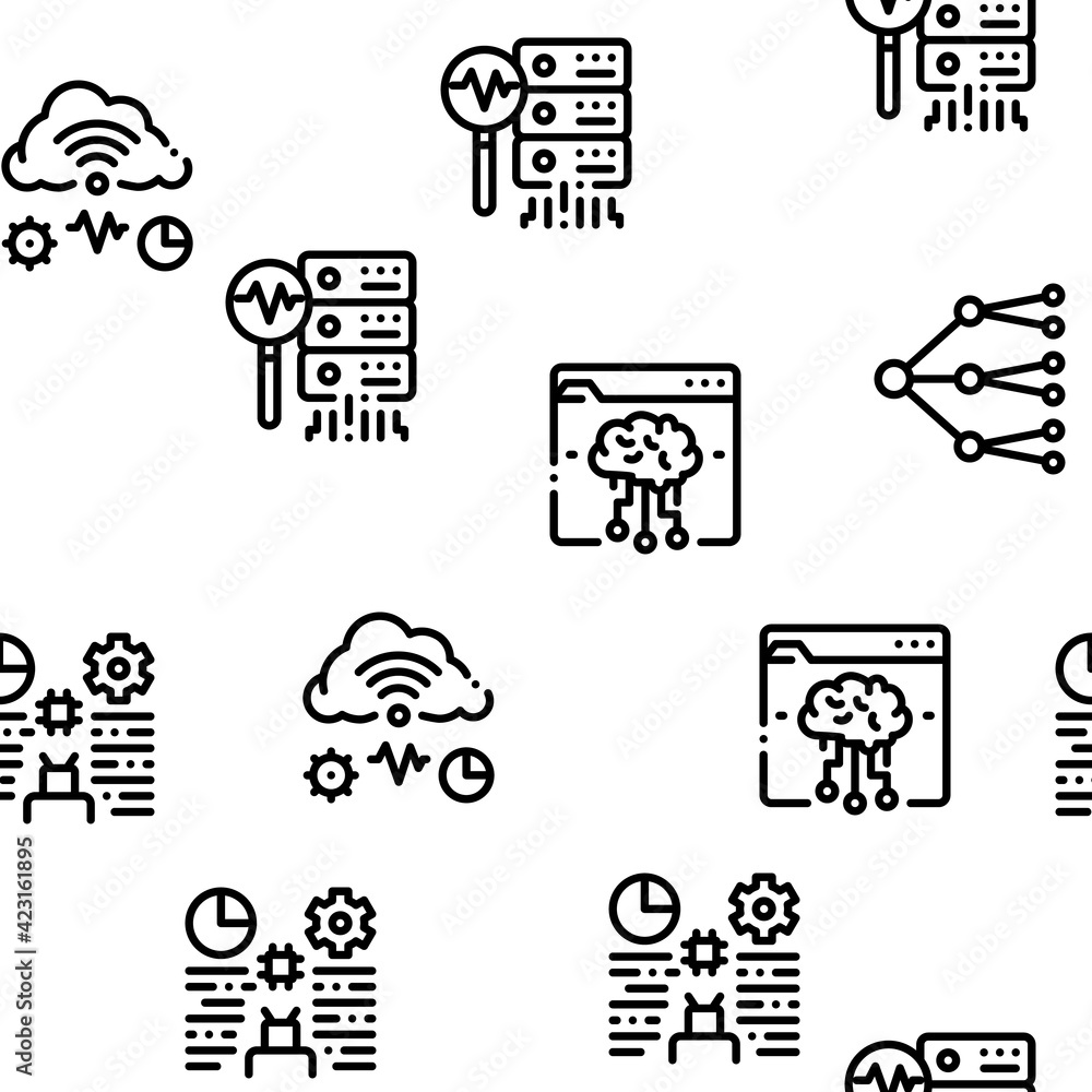 Poster machine learning ai seamless pattern vector