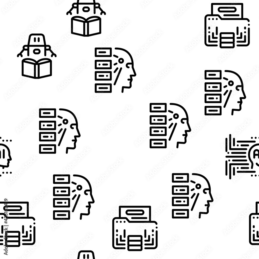 Poster machine learning ai seamless pattern vector