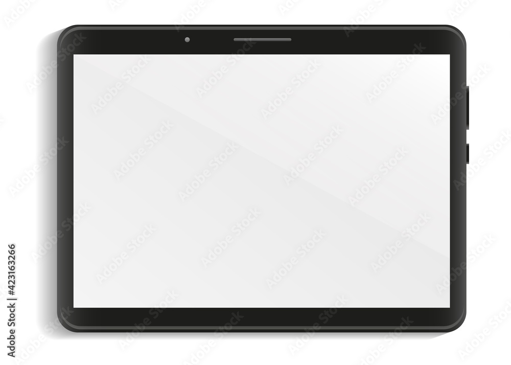 Poster modern realistic tablet with blank touch screen for background