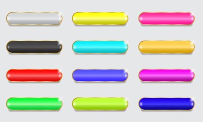Collection of blank colorful buttons for website interface. Vector illustration