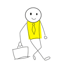 Stick figure business man walking.