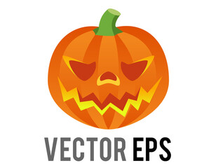 vector orange pumpkin Jack O Lantern icon for Halloween holiday decoration