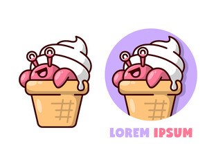 CUTE ICE CREAM CONCH SHELL CARTOON LOGO