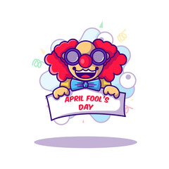 Clown say Fools Day Vector Icon Cartoon Illustrations. April Fool's Day Icon Concept White Isolated. Flat Cartoon Style Suitable for Web Landing Page, Banner, Sticker, Background