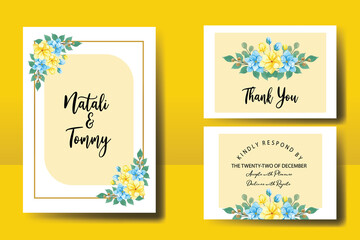 Wedding invitation frame set, floral watercolor hand drawn Peony and Magnolia Flower design Invitation Card Template