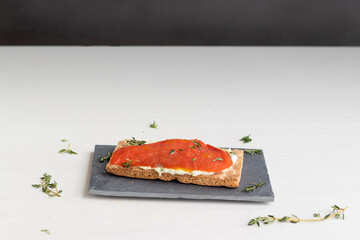 Wild Norwegian smoked Salmon on a cracker 
