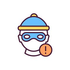 Criminals RGB color icon. Person that is judged for doing robbery or another crime. Dealing with people who made bad things to others. Isolated vector illustration