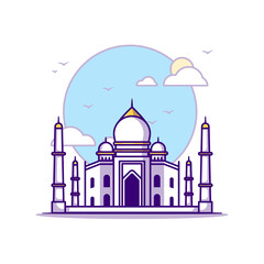 Taj Mahal Landmarks Vector Icon Illustration in Flat Cartoon style for Web Landing Pages with Banner or Sticker and Background