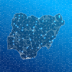 Network map of Nigeria. Country digital connections map. Technology, internet, network, telecommunication concept. Vector illustration.