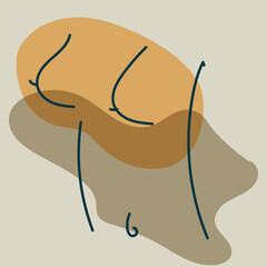 Modern abstract portrait of the woman body, shape, minimalistic female breast line. Vector hand-drawn illustration.
