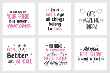 Collection of quotes about cute cats or animals. Can be applied on t-shirts, home wall displays, and others