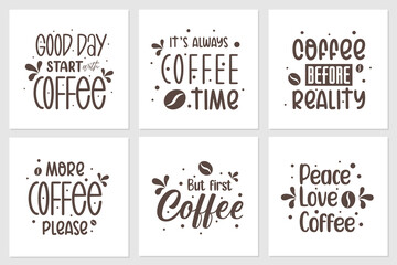 A collection of quotes about coffee. Can be applied on t-shirts, coffee shop wall displays, coffee cups, and more