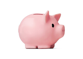Cute porcelaine piggy bank isolated on white background