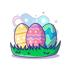 Easter Eggs Collection to Easter Day Vector Icon Illustration in Flat Cartoon style for Web Landing Pages with Banner or Sticker and Background