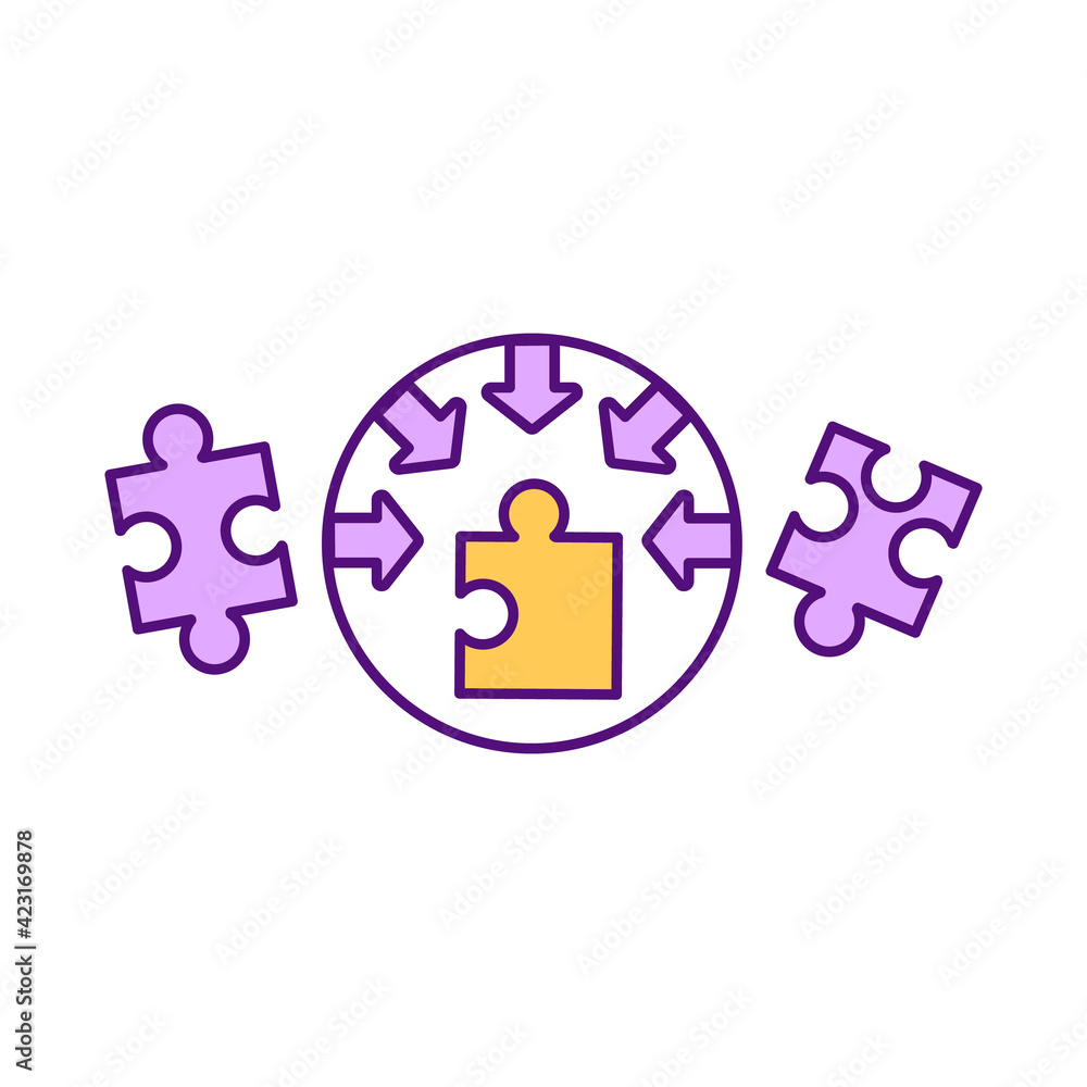 Poster cognitive bias rgb color icon. functional fixedness. focus to detail. puzzle game, logical problem. 