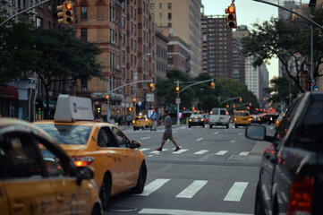 evening street scene in New York city