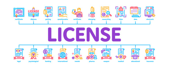 License Certificate Minimal Infographic Banner Vector