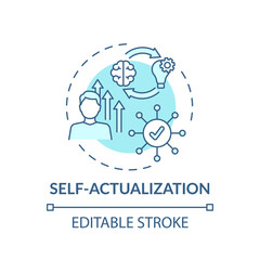 Self actualization turquoise concept icon. Realizing personal potential. Self development and self fulfilment idea thin line illustration. Vector isolated outline RGB color drawing. Editable stroke