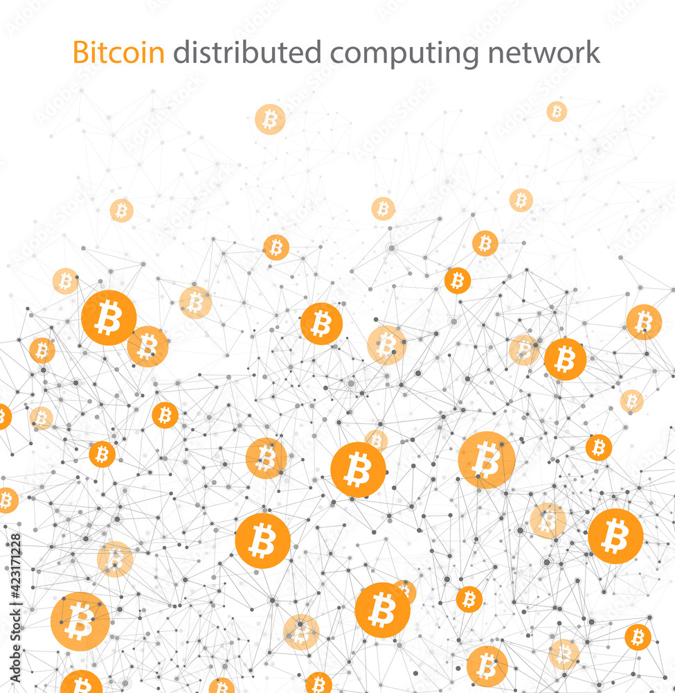 Poster abstract bitcoin cryptocurrency wireframe mesh background.