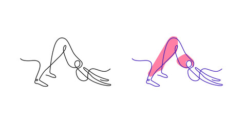 Continuous line art yoga poses. Yoga asana outline.