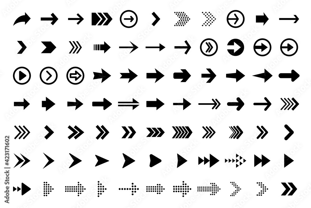 Fototapete black vector arrows collection. arrow. cursor. arrow vector icon. modern simple arrows. collection d