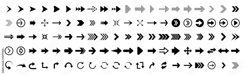 Fototapete black vector arrows collection. arrow. cursor. arrow vector icon. modern simple arrows. collection d