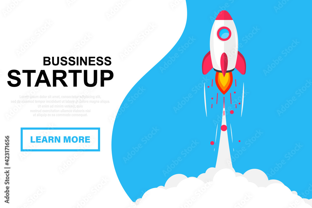 Wall mural rocket launch. space rocket launch. rocket flying in clouds. successful startup business concept. ne