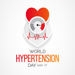 World Hypertension day is observed each year on May 17th. High blood pressure, also called hypertension, is blood pressure that is higher than normal. Vector illustration.