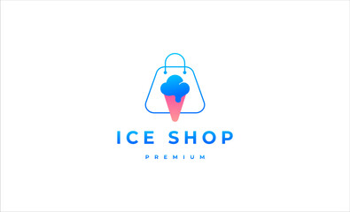 ice cream shop logo design vector illustration
