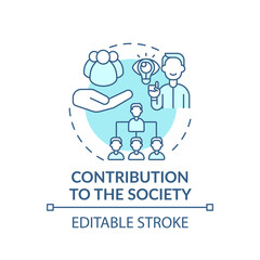 Contribution to the society turquoise concept icon. Community work. Social skills. Self development idea thin line illustration. Vector isolated outline RGB color drawing. Editable stroke