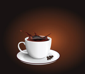 a cup of splashed coffee with grains 