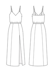 Fashion technical drawing spaghetti straps dress