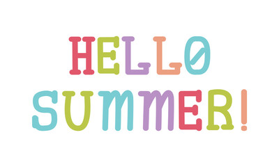 Hello Summer simple hand drawn vector lettering. Quote design postcards, posters, banners, t shirts
