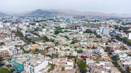 Aerial view of the municipality of Miraflores in the city of Lima