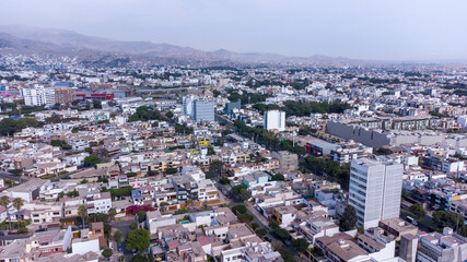 Fototapeta na wymiar Aerial view of the municipality of Miraflores in the city of Lima