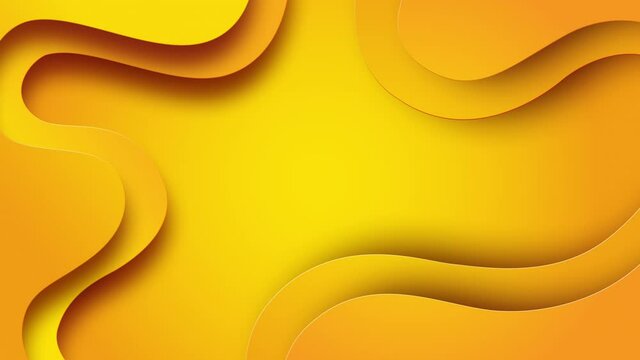 Minimal dynamic gradient on yellow background with copy space. Geometric Backdrop. Fluid 3d shapes composition. Copy space.